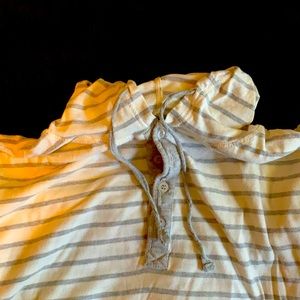 Men’s hoodie shirt. White and light gray striped